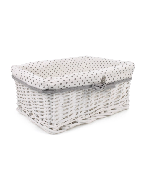 Zdjęcie: Szuflada wiklinowa z materiałem w kropki 40x30x18 cm TIN TOURS
