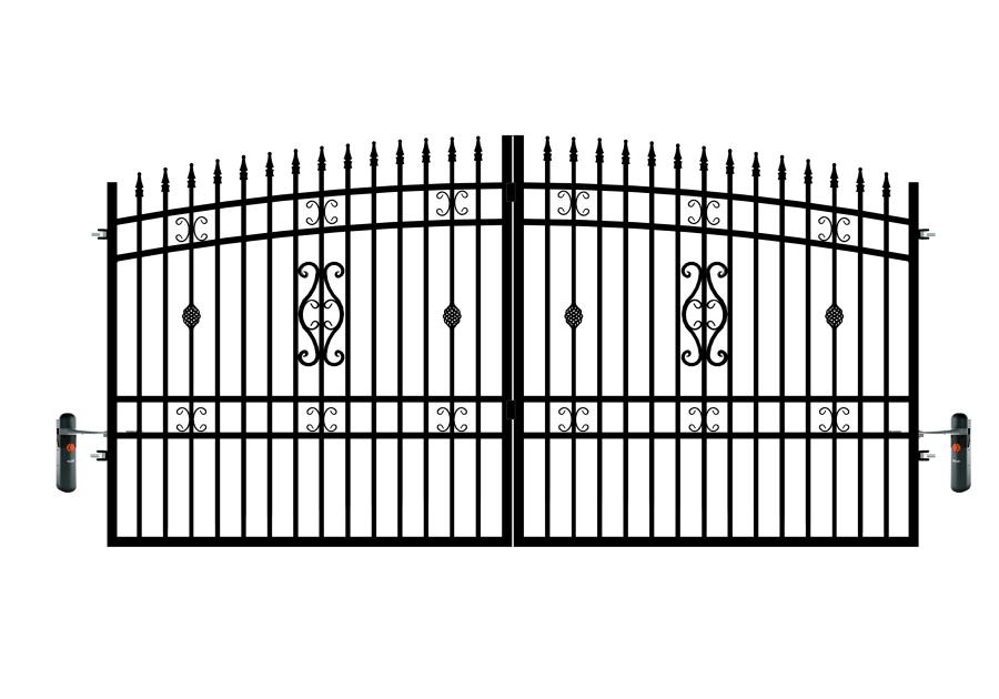 Zdjęcie: Brama dwuskrzydłowa Milena 3,50 m, 1,55-1,75 m, stal ocynk+RAL9005 z automatem POLBRAM