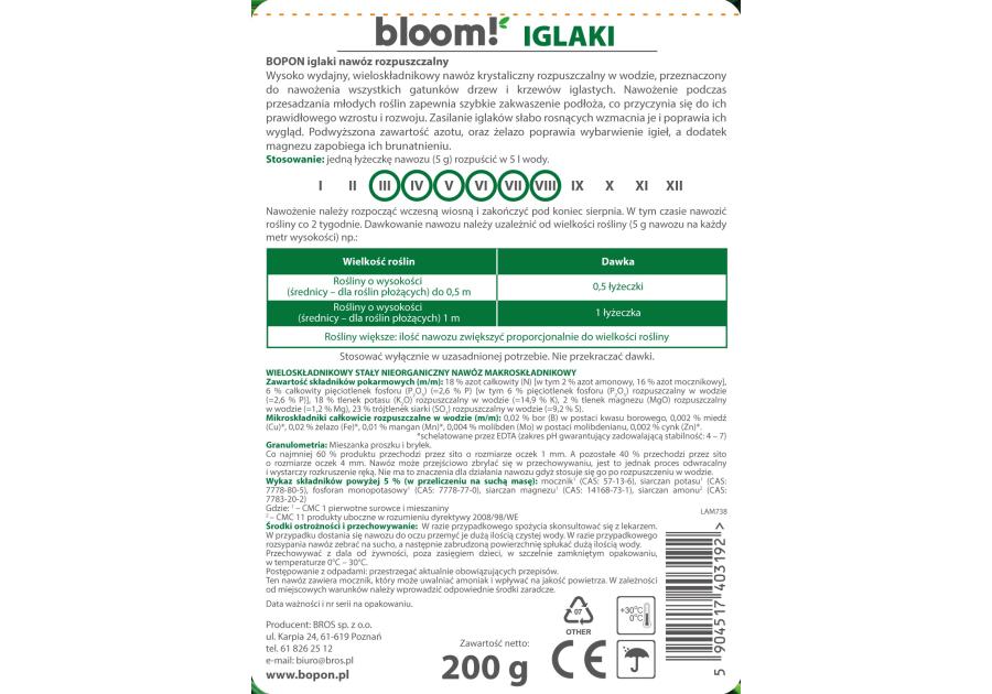 Zdjęcie: Nawóz rozpuszczalny do iglaków 200 g BOPON BLOOM!