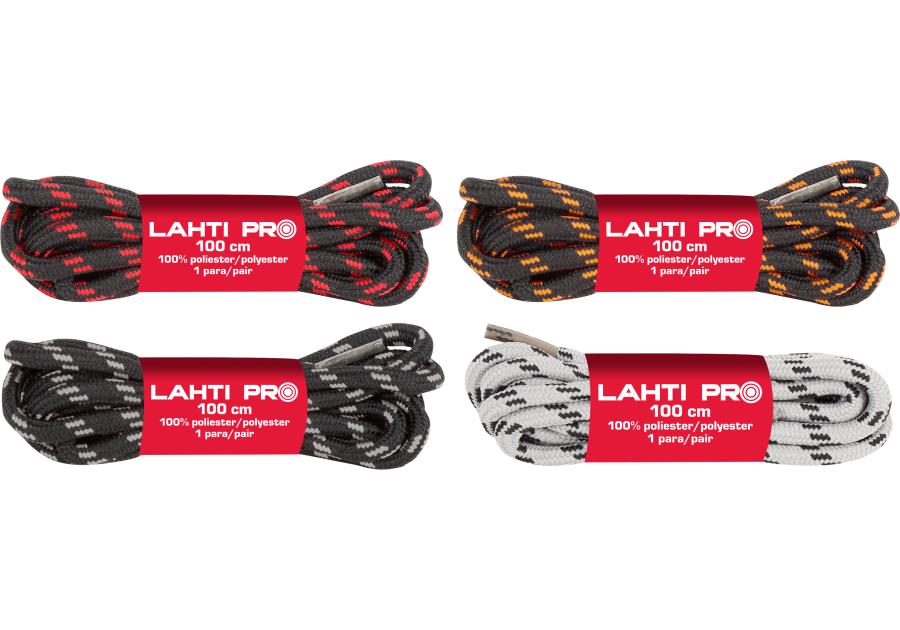 Zdjęcie: Sznurowadła okrągłe czarno-pomarańczowe, 10 par, 120 cm, LAHTI PRO