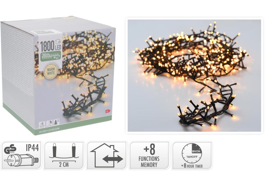 Zdjęcie: Łańcuch świetlny sznurowy 36 m 1800 led ciepły biały KOOPMAN