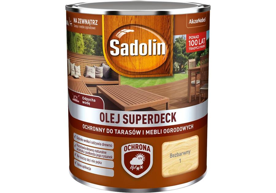 Zdjęcie: Olej do drewna 0,75 L bezbarwny Superdeck SADOLIN