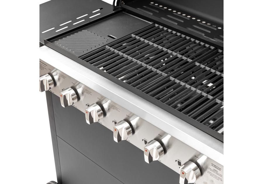 Zdjęcie: Grill gazowy 6 palnikowy z planchą 2.63 kW Brenner G6 BBQ Line MIRPOL