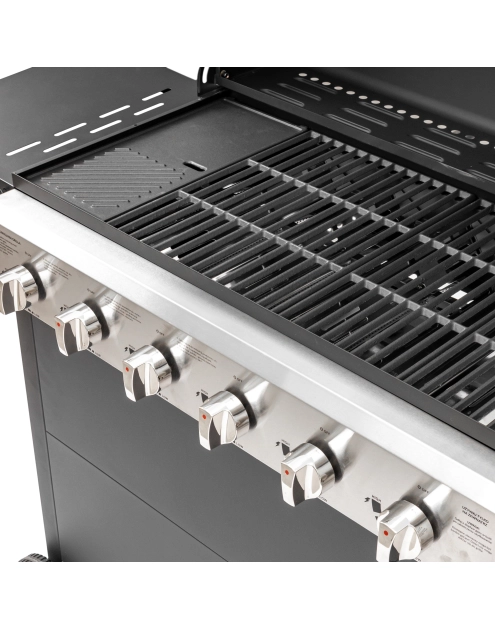 Zdjęcie: Grill gazowy 6 palnikowy z planchą 2.63 kW Brenner G6 BBQ Line MIRPOL