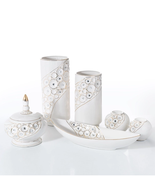 Zdjęcie: Wazon Goldi 33x13 cm biało-złoty EUROFIRANY