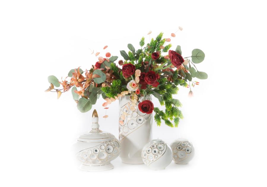 Zdjęcie: Wazon Goldi 33x13 cm biało-złoty EUROFIRANY