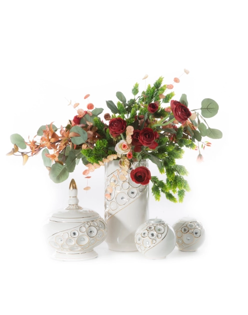 Zdjęcie: Wazon Goldi 33x13 cm biało-złoty EUROFIRANY