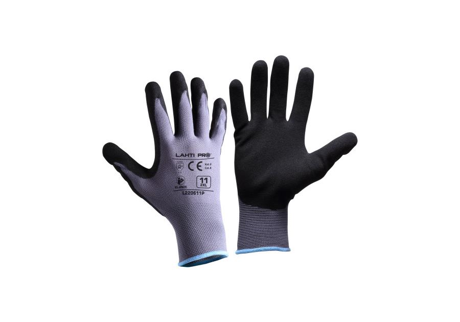 Zdjęcie: Rekawice nitrylowe szaro-czarne 8 LAHTI PRO