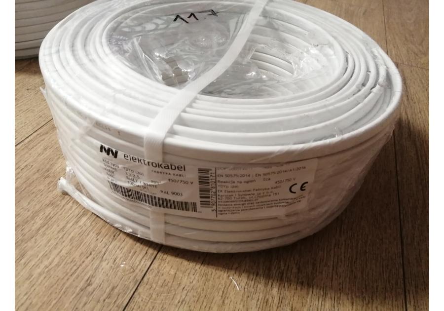 Zdjęcie: Przewód elektryczny YDYp 3x2,5 biały 100 m ELEKTROKABEL