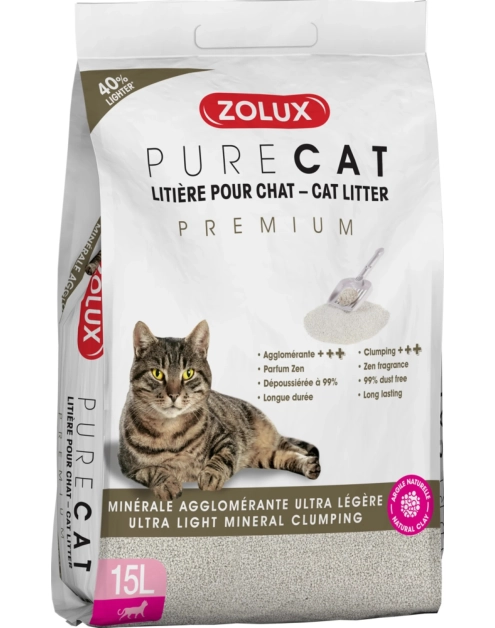 Zdjęcie: Żwirek mineralny zbrylający 15 L Purecat Premium ZOLUX