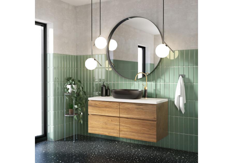 Zdjęcie: Wysoka bateria umywalkowa Gabro czarny/złoty INVENA