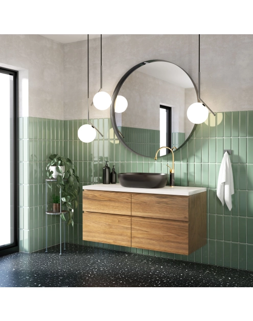 Zdjęcie: Wysoka bateria umywalkowa Gabro czarny/złoty INVENA