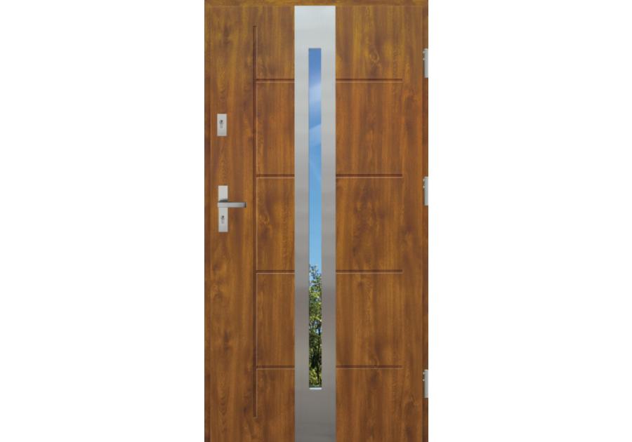 Zdjęcie: Drzwi zewnętrzne stalowo-drewniane Disting Nicolo 08 Dąb złoty 90 cm prawe KR CENTER