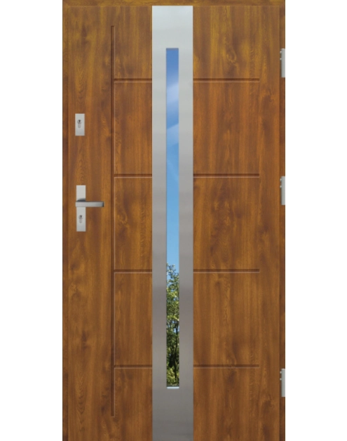 Zdjęcie: Drzwi zewnętrzne stalowo-drewniane Disting Nicolo 08 Dąb złoty 90 cm prawe KR CENTER