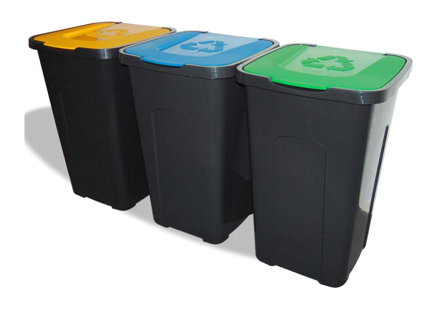 Zdjęcie: Pojemnik na śmieci 50 L czarny z żółtą pokrywą KEEEPER