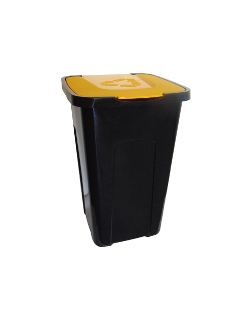 Zdjęcie: Pojemnik na śmieci 50 L czarny z żółtą pokrywą KEEEPER