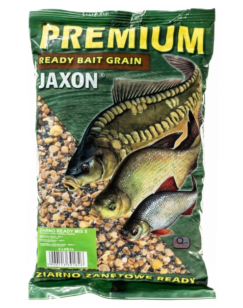 Zdjęcie: Ziarno premium ready 1 kg mix 5 kukurydza, groch, pszenica, konopie JAXON