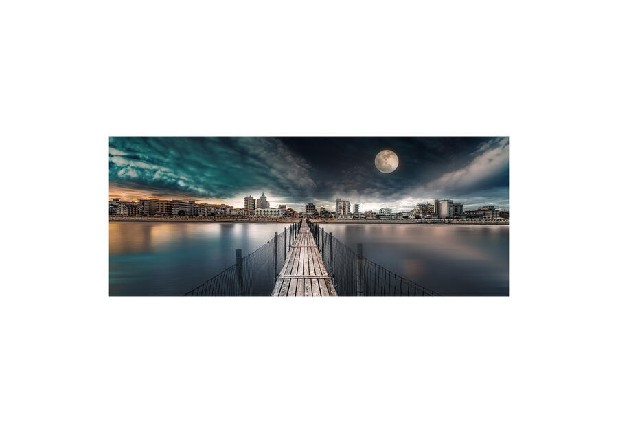 Zdjęcie: Obraz Canvas silver 60x150 cm moon city STYLER