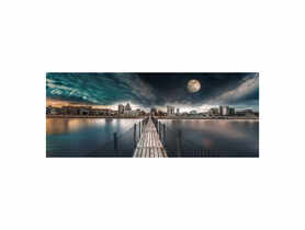 Obraz Canvas silver 60x150 cm moon city STYLER