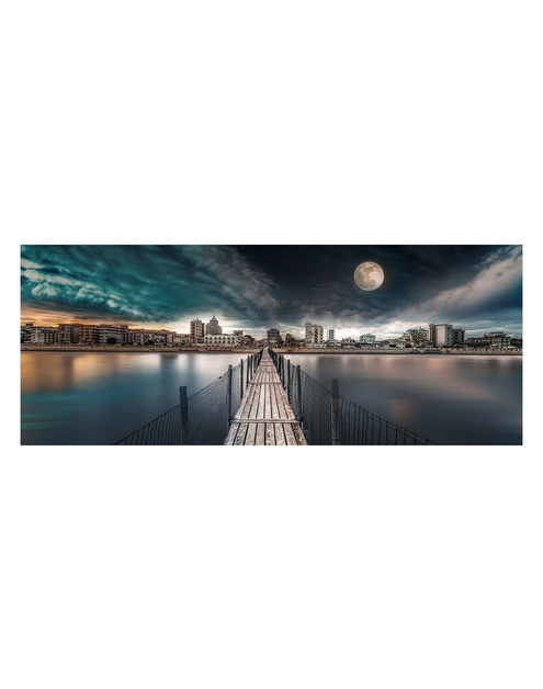 Zdjęcie: Obraz Canvas silver 60x150 cm moon city STYLER