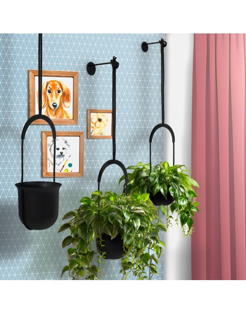 Zdjęcie: Donica wisząca Luca 180 recycled, czarny LAMELA