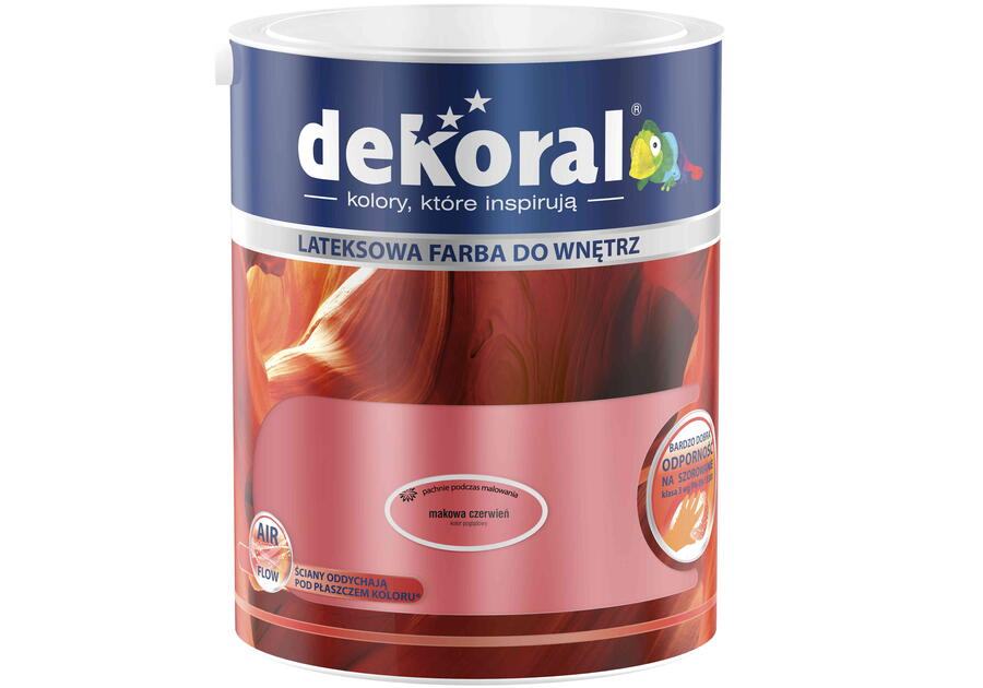 Zdjęcie: Farba wewnętrzna lateksowa Akrylit W makowa czerwień 5 L DEKORAL