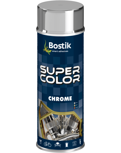 Zdjęcie: Lakier akrylowy z efektem chromu Super Color Chrome chrom srebrny 400 ml BOSTIK
