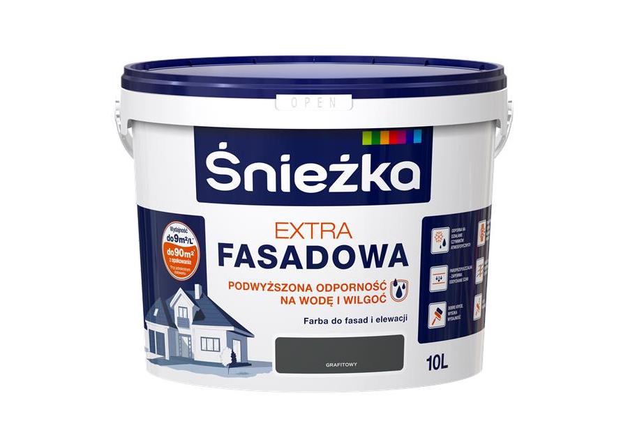 Zdjęcie: Farba Extra Fasadowa Grafitowy 10L N ŚNIEŻKA