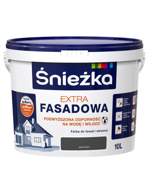 Zdjęcie: Farba Extra Fasadowa Grafitowy 10L N ŚNIEŻKA