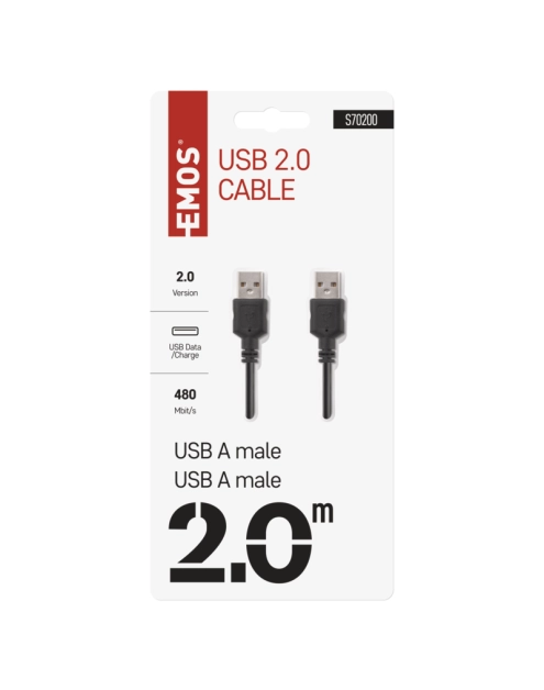 Zdjęcie: Przewód USB 2.0 wtyk A - wtyk A, 2m EMOS