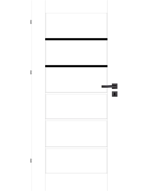 Zdjęcie: Drzwi wewnętrzne Seres 70L biały, czarna szyba, podcięcie NAWADOOR