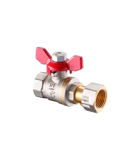 Zdjęcie: Zawór kulowy z ruchomą nakrętką  w/z 1/2" z motylkiem CALIDO