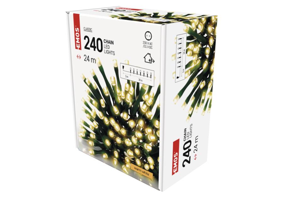 Zdjęcie: Lampki choinkowe Classic 240 LED 24 m ciepła biel, zielony przewód, IP44, timer EMOS
