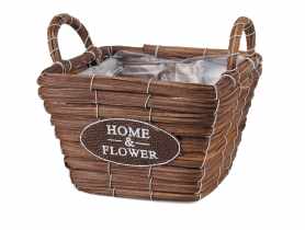 Kosz do obsadzania kwadratowy z uchwytami M brązowy TIN TOURS