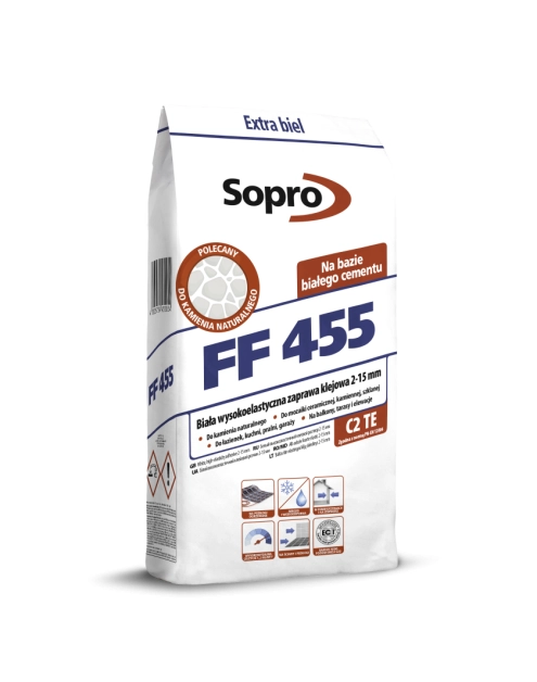 Zdjęcie: Zaprawa klejowa wysokoelastyczna biała FF 455 5 kg SOPRO