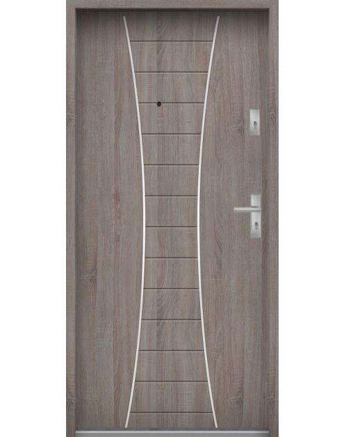 Zdjęcie: Drzwi wejściowe do mieszkań Bastion R-63 Dąb szary 80 cm lewe OSPŁ KR CENTER