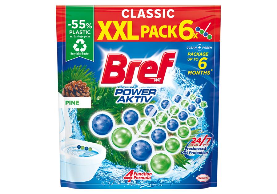 Zdjęcie: Zawieszka do muszli WC Power Aktiv Pine 6x50 g BREF