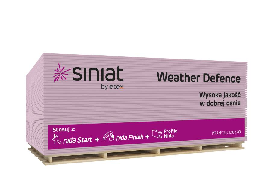 Zdjęcie: Płyta g-k 12,5 1200 3000 mm Weather Defence SINIAT