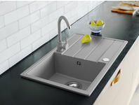 Zdjęcie: Zlewozmywak granitowy Metro 1-komorowy szary 76x44x19,5 cm syfon manualny, bateria U MILÓ