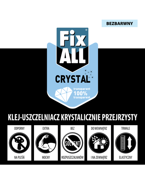 Zdjęcie: Klej uszczelniacz hybrydowy Fix All Crystal 125 ml bezbarwny SOUDAL