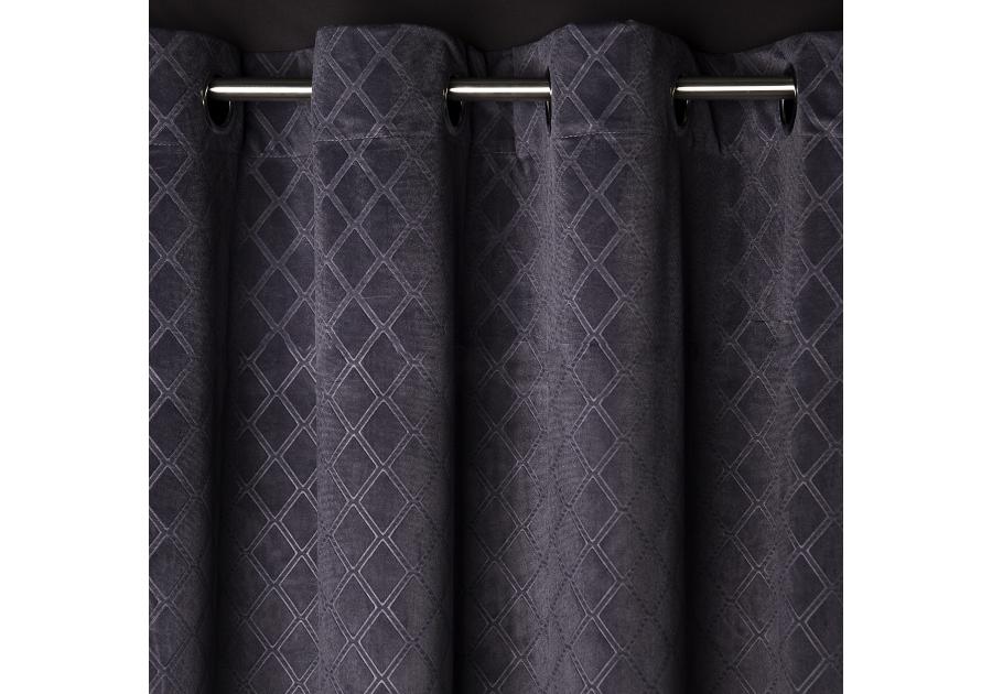 Zdjęcie: Zasłona velvet tłoczony wzór karo chic geometry grafitowa 140x270 cm CHIC HOME