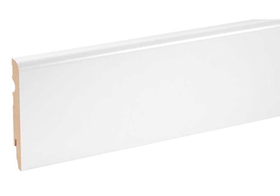Zdjęcie: Listwa przypodłogowa MDF Biały RAL 9003 okleina półmat 10x1,6 cm zaokrąglona R08 220 cm CEZAR