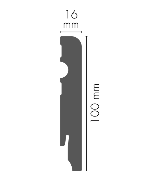 Zdjęcie: Listwa przypodłogowa MDF Biały RAL 9003 okleina półmat 10x1,6 cm zaokrąglona R08 220 cm CEZAR