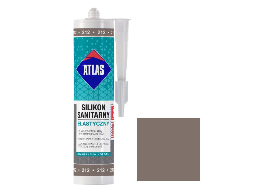 Zdjęcie: Silikon sanitarny elastyczny 212 szarobrązowy 280 ml ATLAS