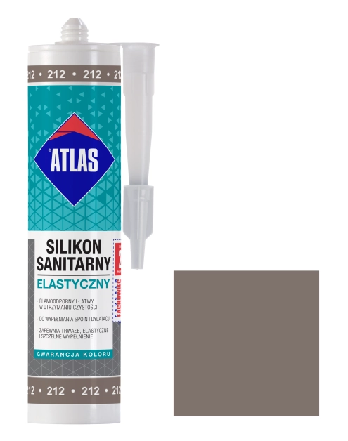 Zdjęcie: Silikon sanitarny elastyczny 212 szarobrązowy 280 ml ATLAS