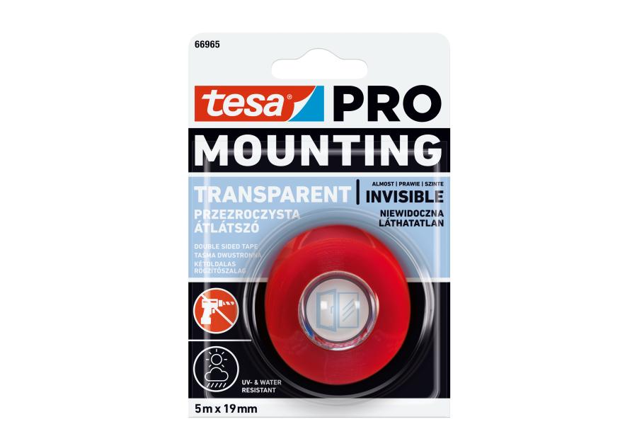 Zdjęcie: Taśma montażowa Pro transparent 5 m - 19 mm TESA