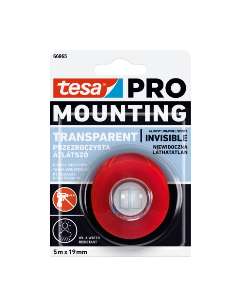 Zdjęcie: Taśma montażowa Pro transparent 5 m - 19 mm TESA
