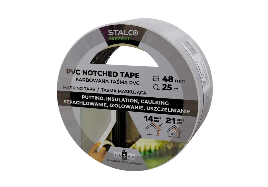 Zdjęcie: Taśma maskująca PVC karbowana 48 mm x 25 m PERFECT