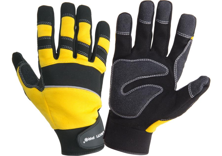 Zdjęcie: Rękawice warsztatowe czarno-żółte,  11, CE, LAHTI PRO