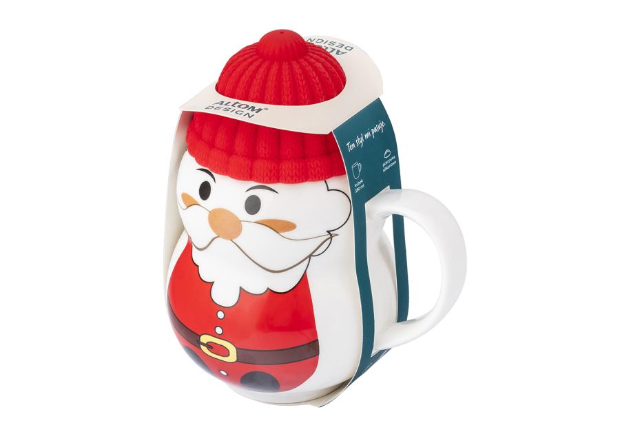 Zdjęcie: Kubek zimowy 380 ml z silikonową czapeczką Mikołaj ALTOM DESIGN